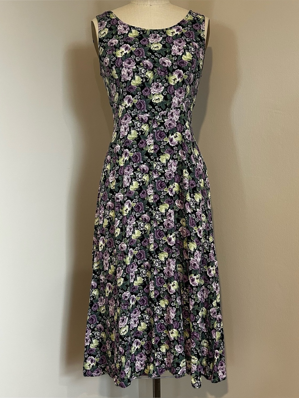 VTG 90s Floral Midi Dress All That Jazz A-line Rayon Sz 7